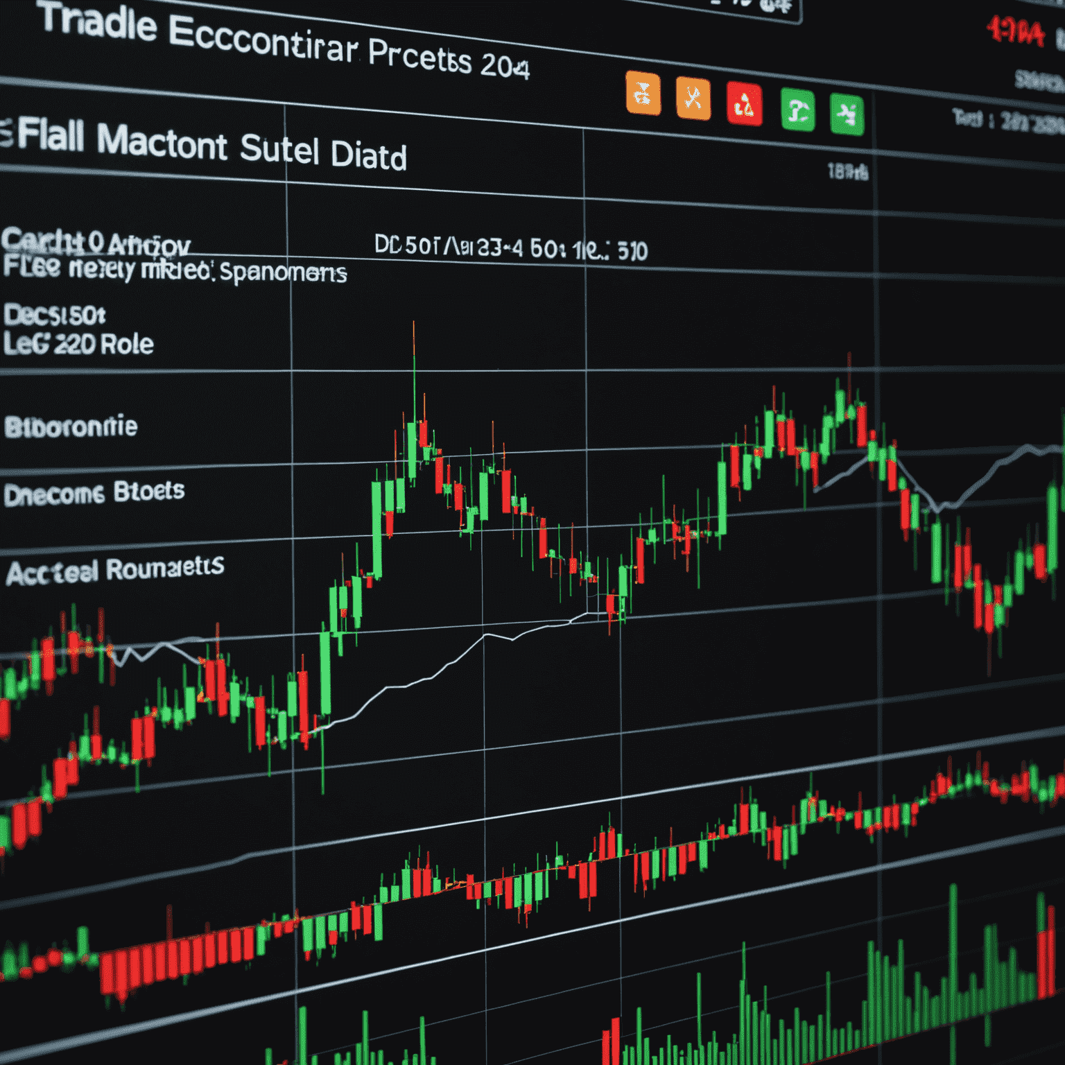 A close-up of a trading chart with multiple short timeframe candles and indicators, highlighting rapid price movements