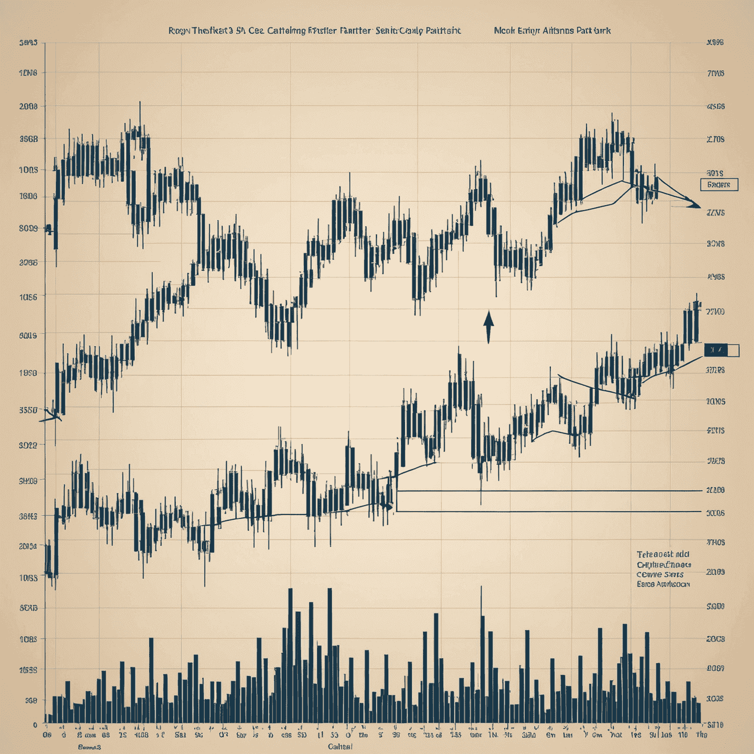 A series of small, rapid candlestick patterns on a chart with arrows indicating quick entry and exit points