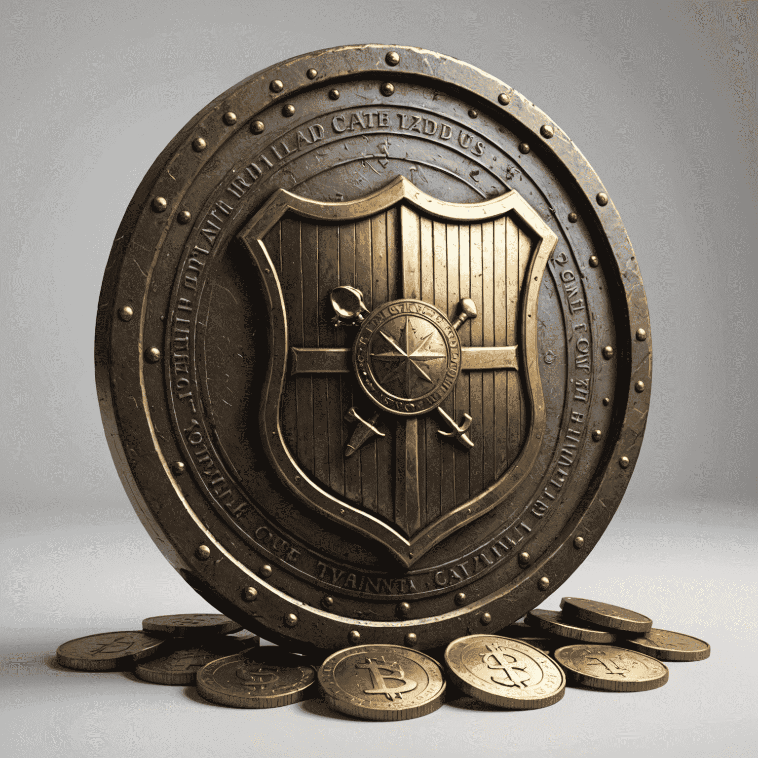 A shield protecting a stack of coins, symbolizing the protection of trading capital